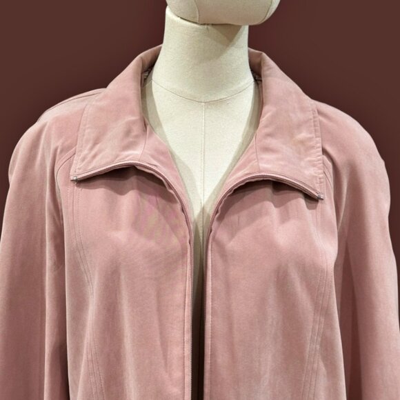 London Fog Womens Lightweight Zip-up Jacket Blazer Size M Petite Pink Lined - Picture 2 of 12